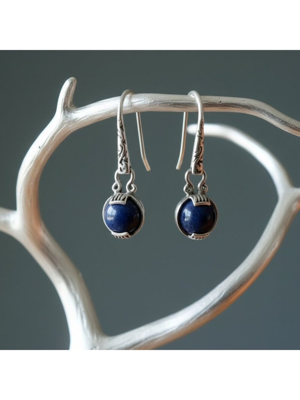 Sodalite Earrings Spiritual Blue Night Sterling Silver Intuitive Vision Crystal
